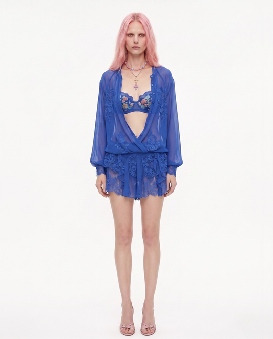 LACE & CHIFFON MINI DRESS