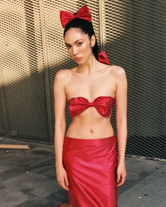 STRAPLESS SILK RIBBON TOP