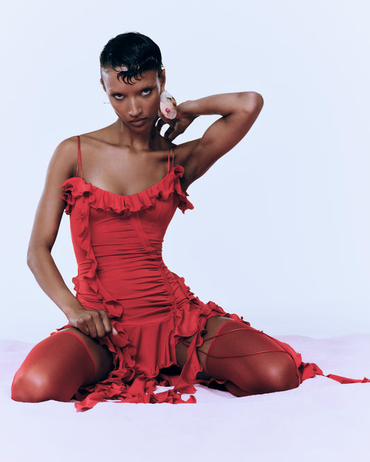 JERSEY DRESS WITH RUFFLES