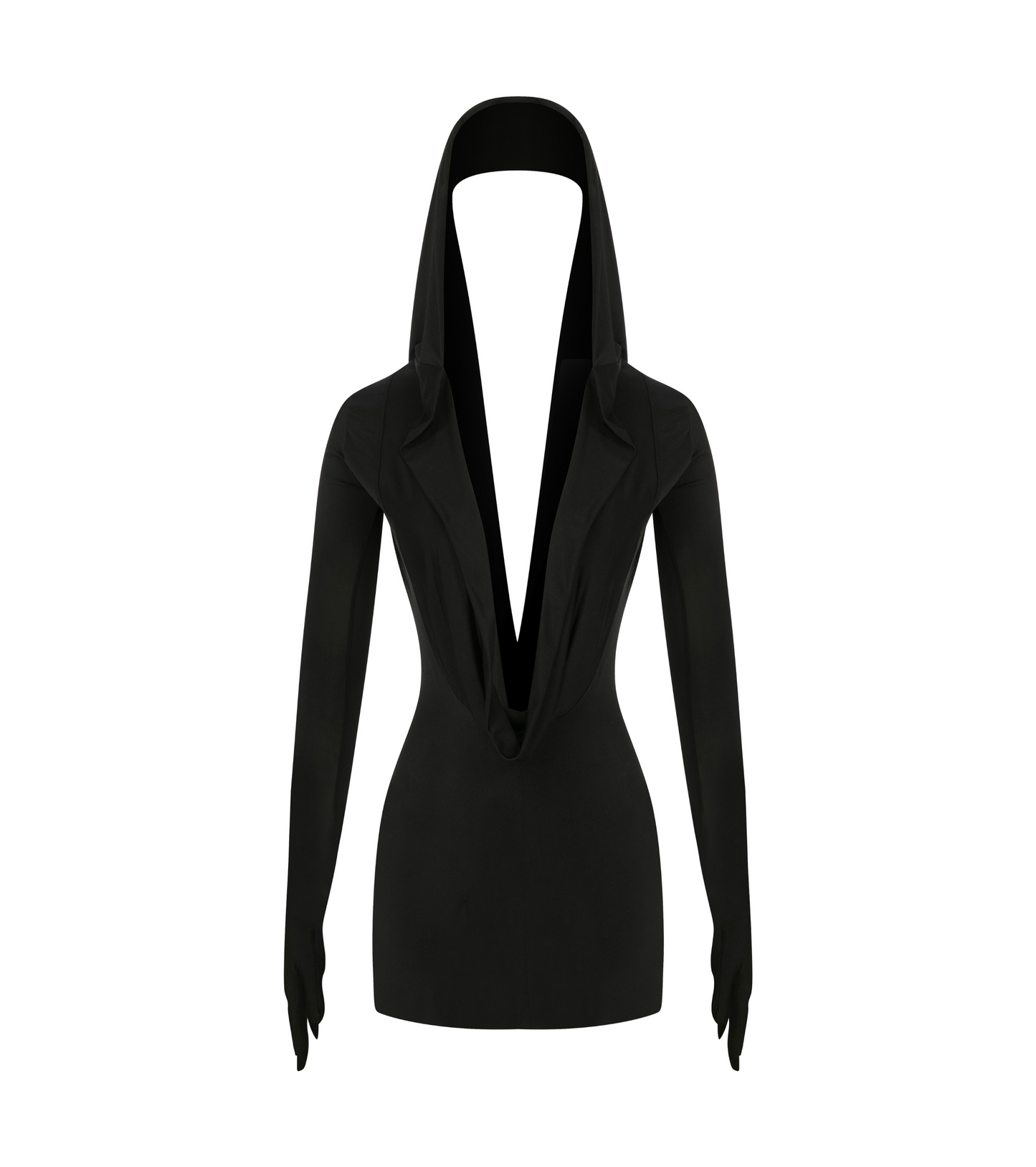 HOODED JERSEY DRESS WITH OPEN BACK