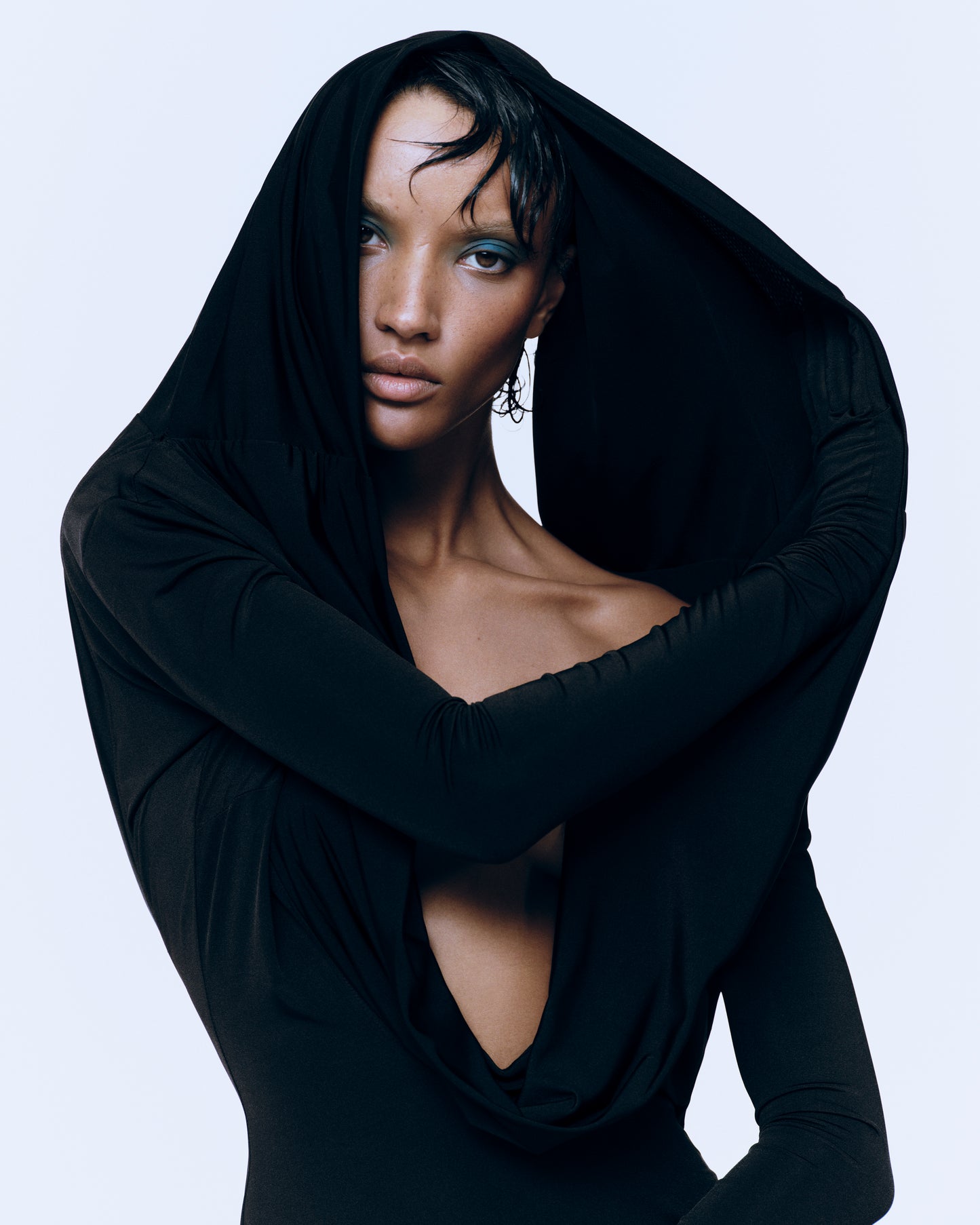 HOODED JERSEY DRESS WITH OPEN BACK