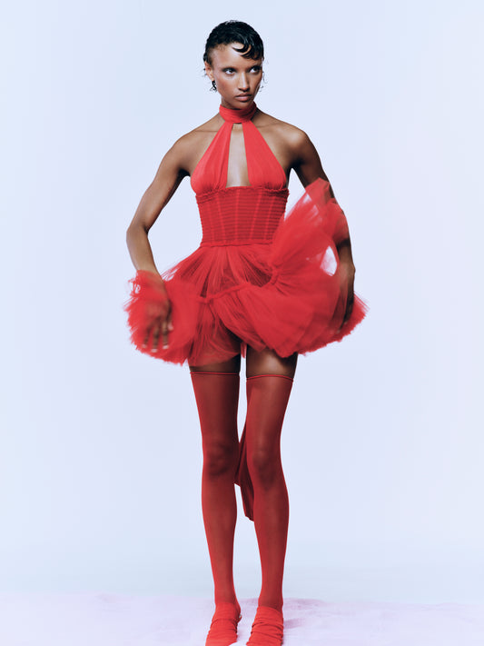 TULLE MINI DRESS WITH JERSEY TOP