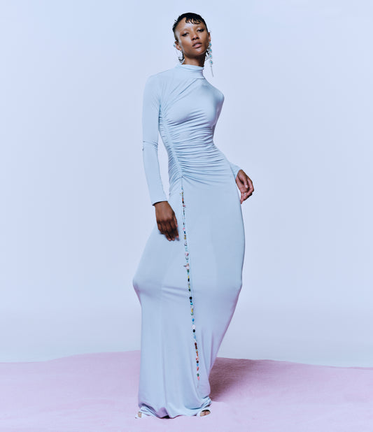 JERSEY MAXI DRESS WITH STONE ACCESSORIES