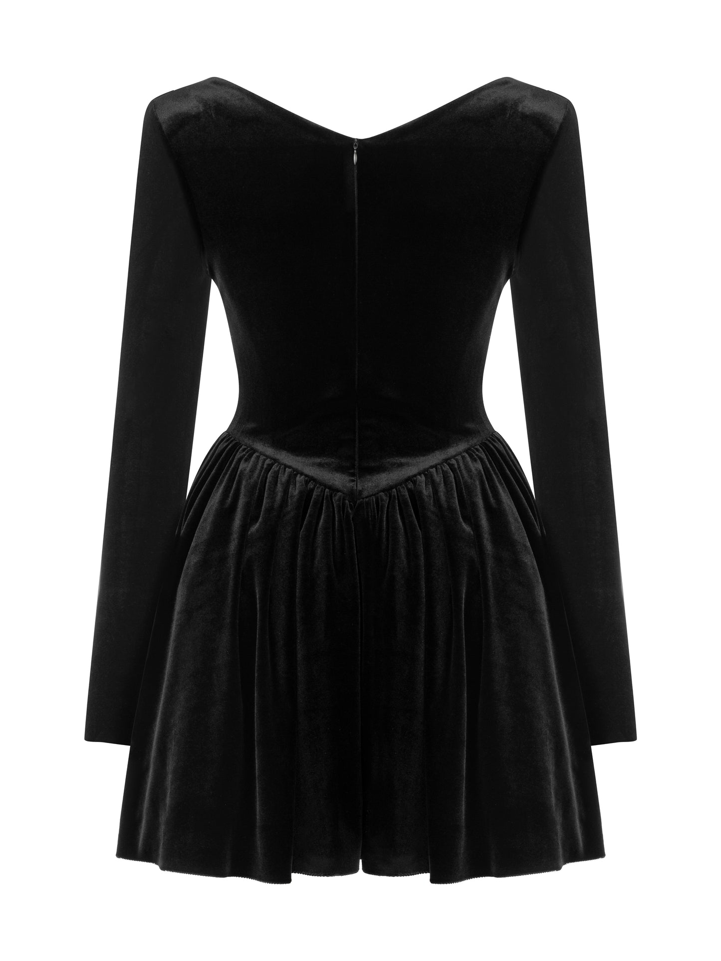 BLACK MINI VELVET DRESS WITH OPENINGS ON CENTER FRONT