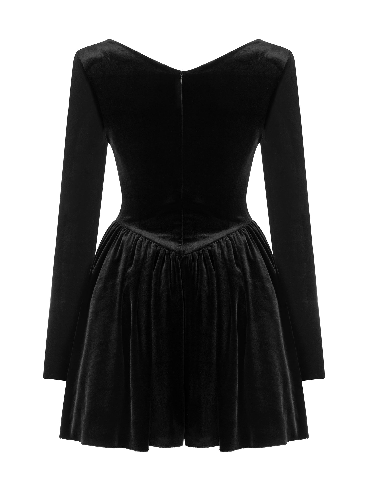 BLACK MINI VELVET DRESS WITH OPENINGS ON CENTER FRONT