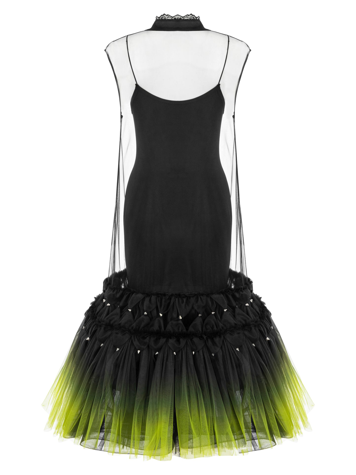 TRANSPARENT GRADIENT MIDI DRESS