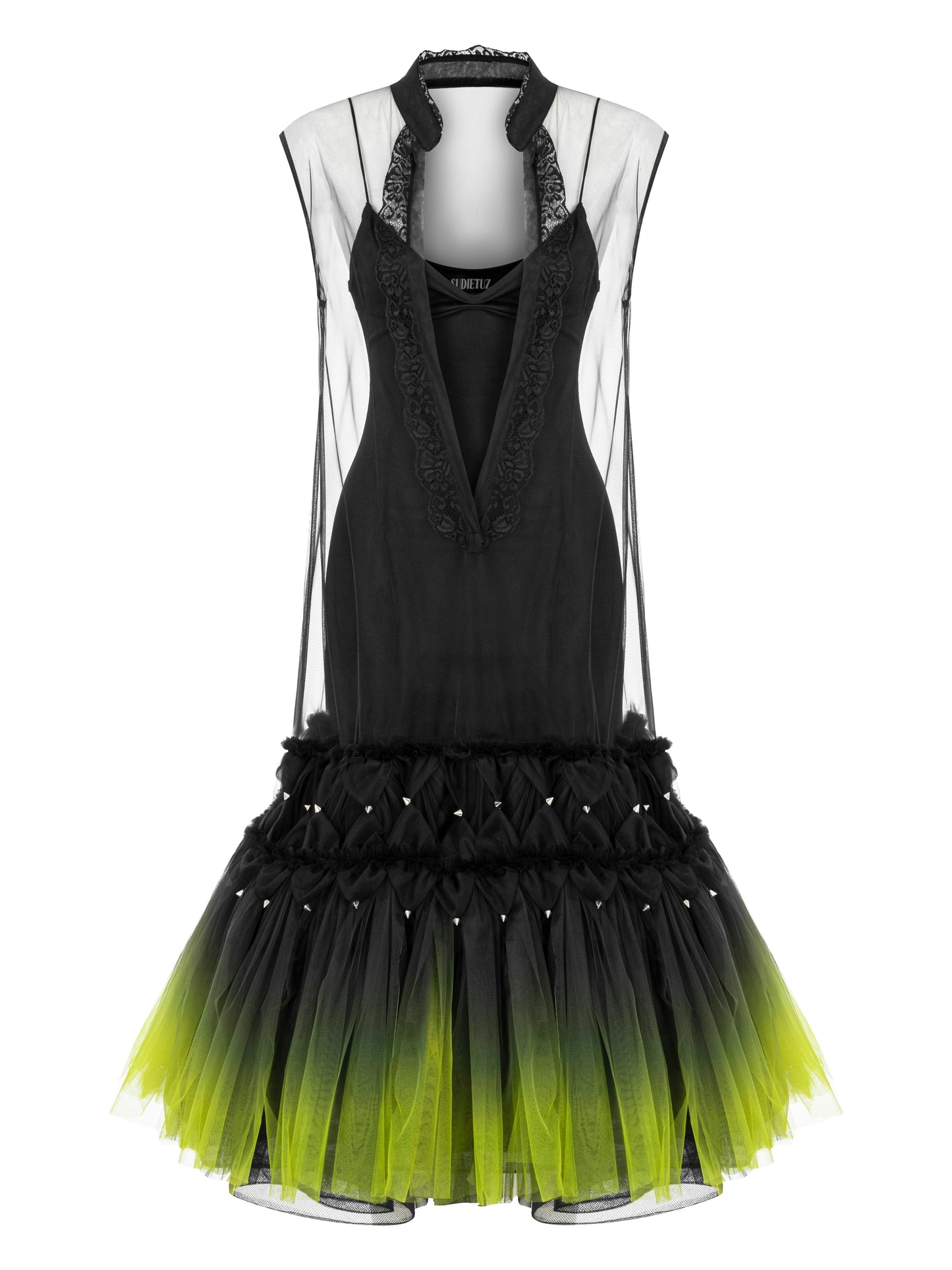 TRANSPARENT GRADIENT MIDI DRESS