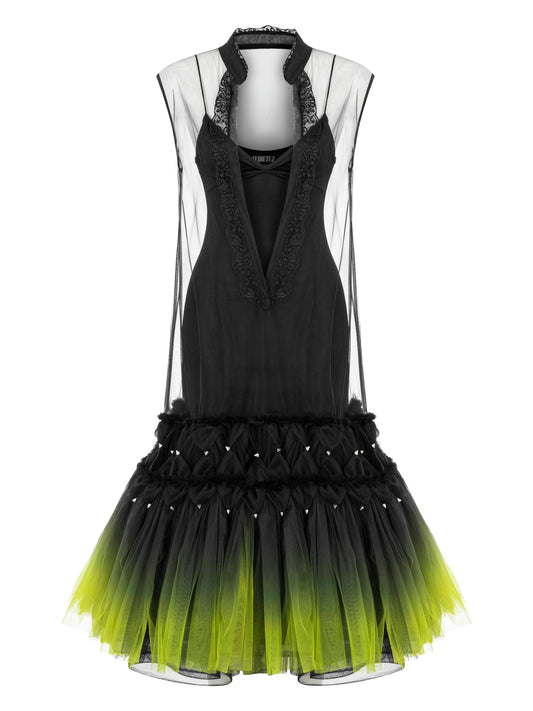 TRANSPARENT GRADIENT MIDI DRESS