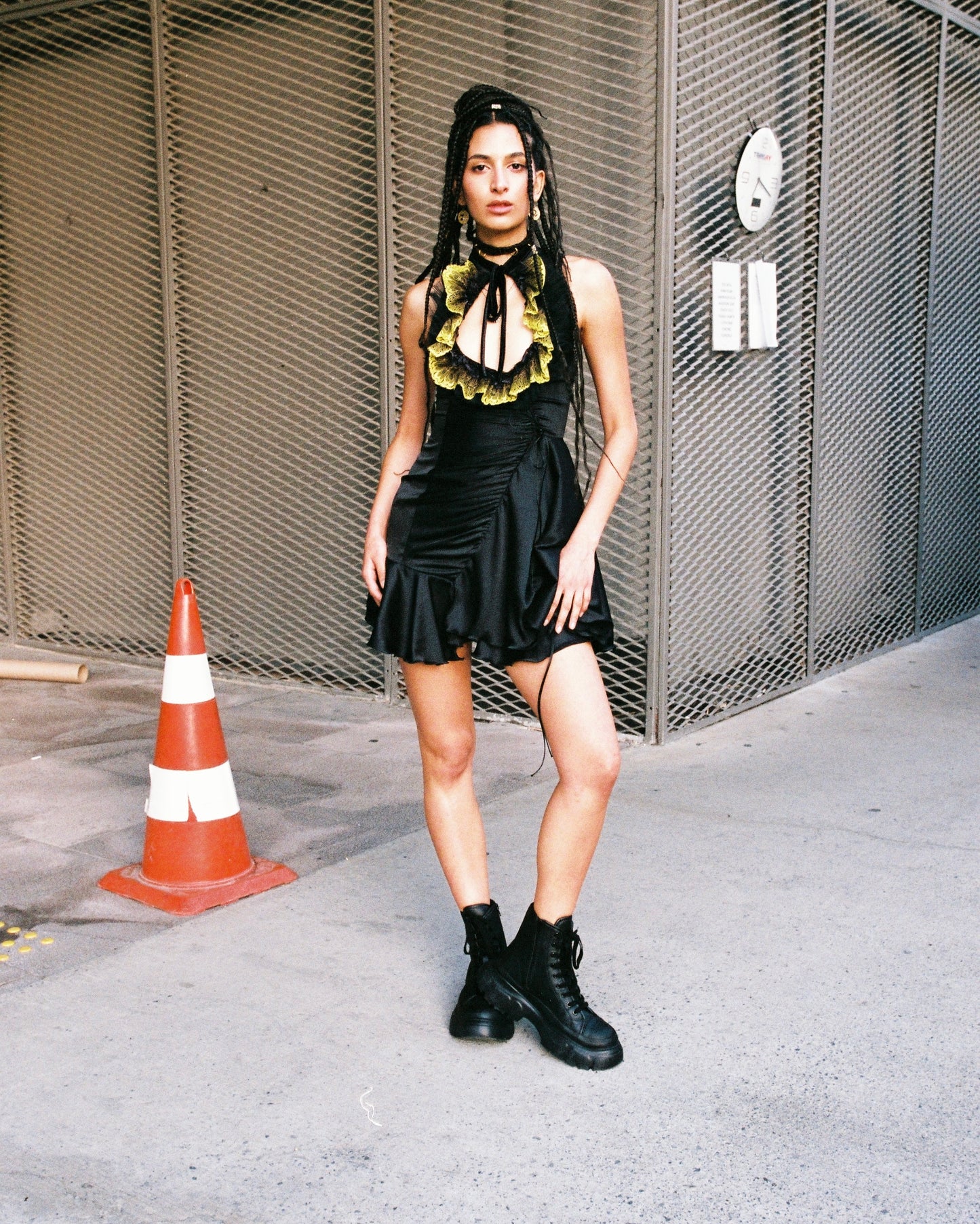 MINI DRESS WITH RUFFLED NECK