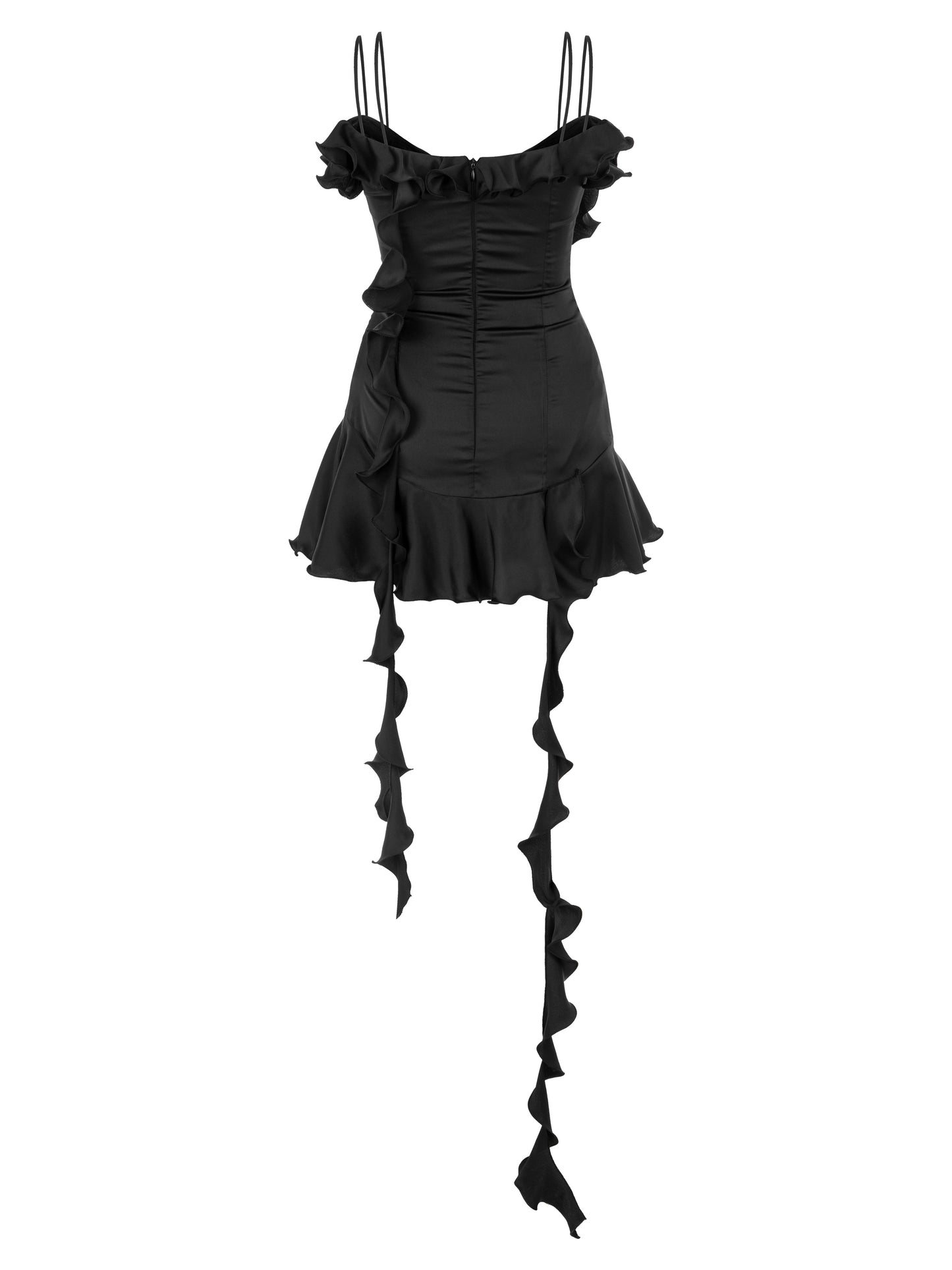 RUFFLE MINI BLACK DRESS