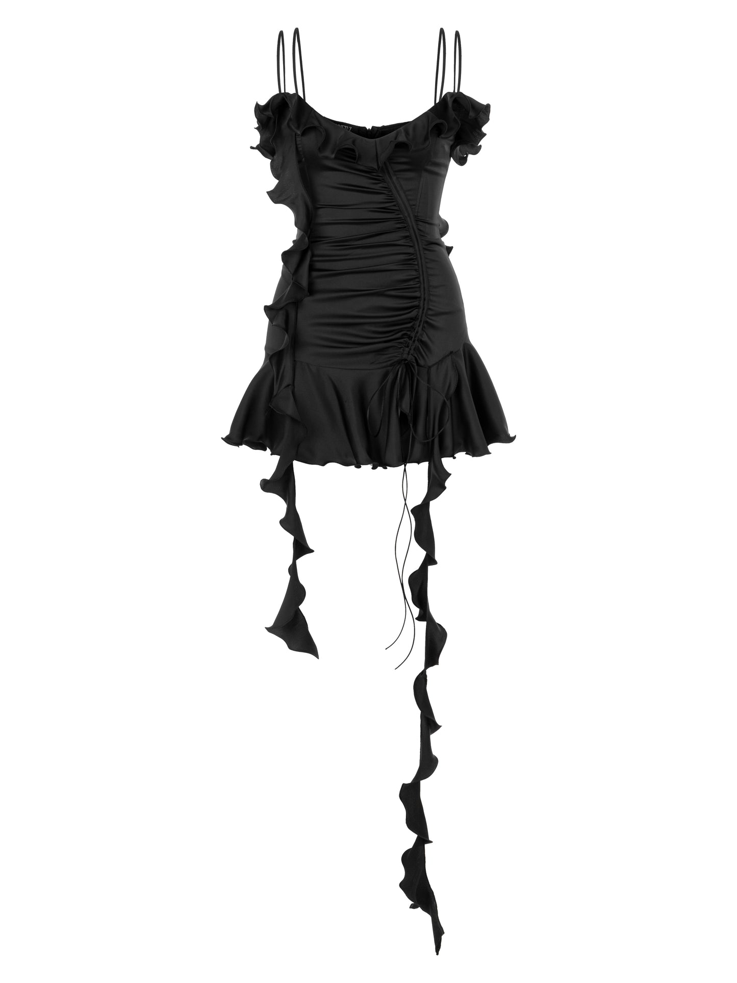 RUFFLE MINI BLACK DRESS