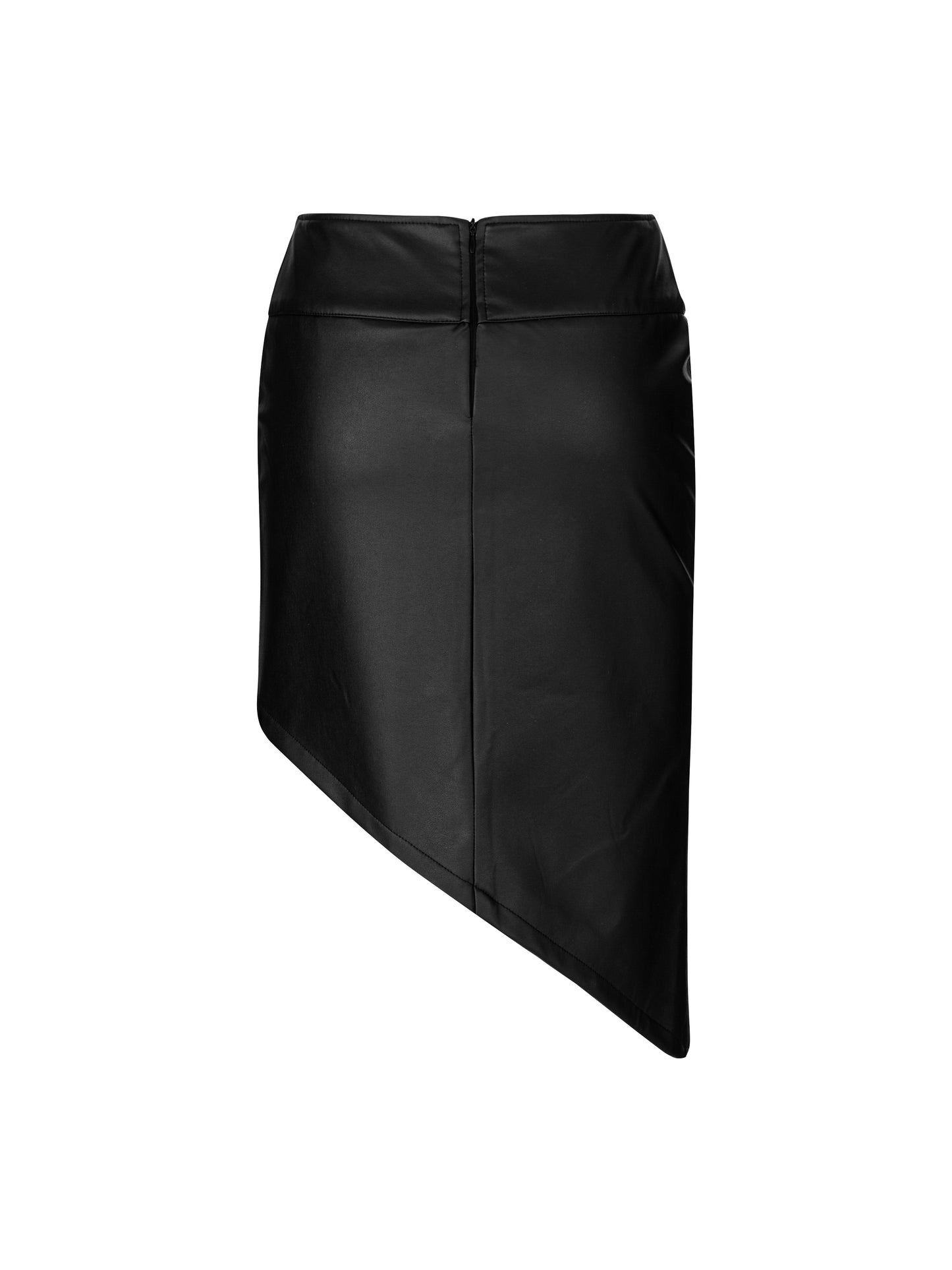 VEGAN LEATHER ASYMMETRIC SKIRT