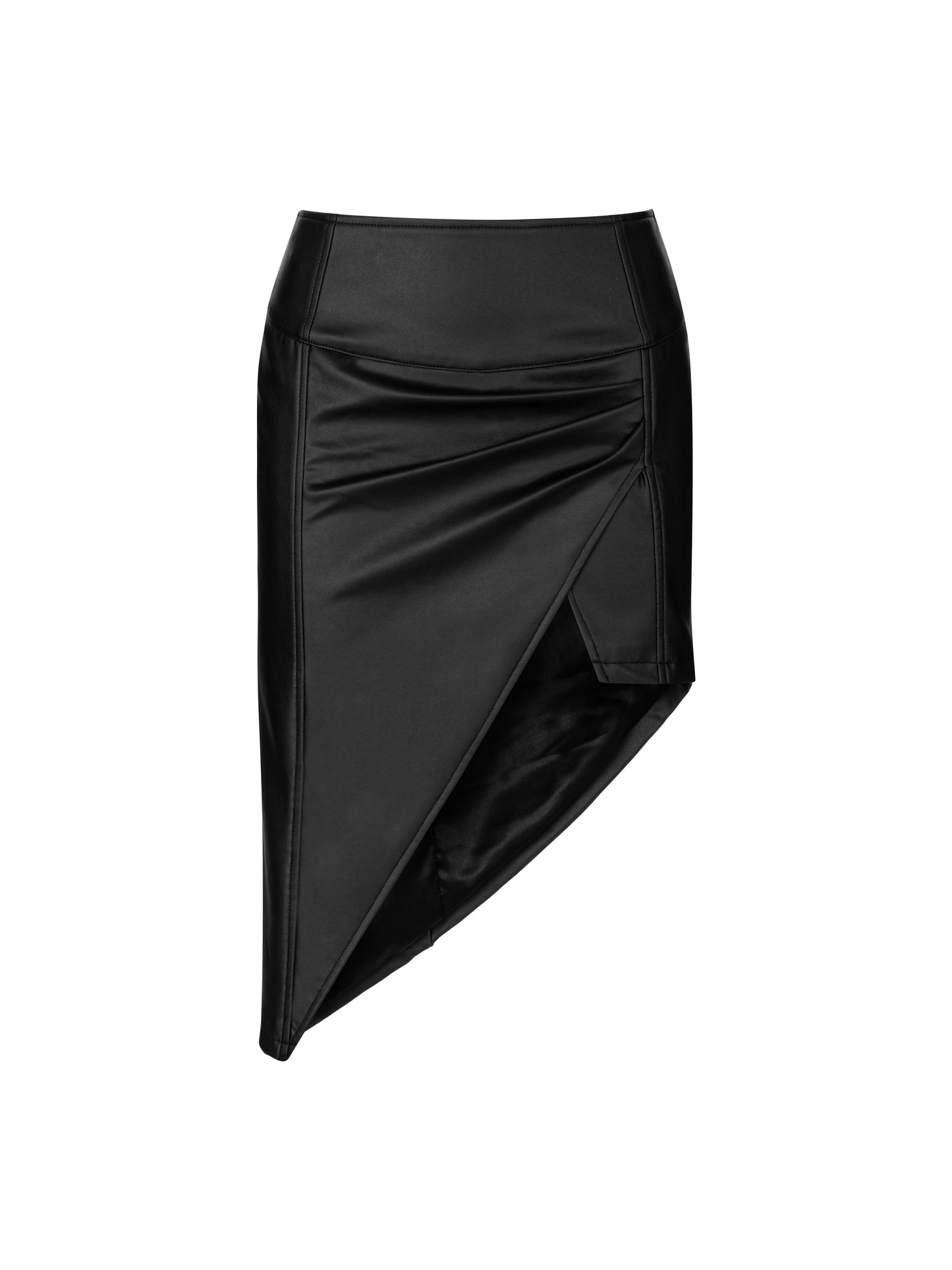 VEGAN LEATHER ASYMMETRIC SKIRT