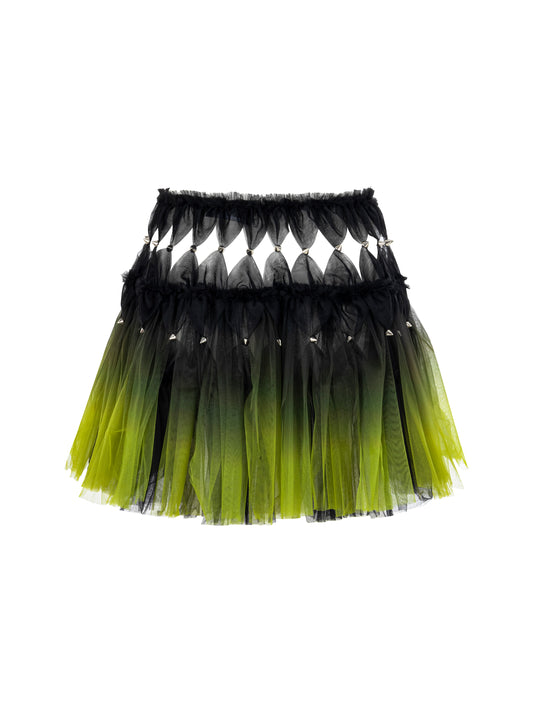 GRADIENT TULLE SKIRT WITH SPIKE EMBELLISHMENTS
