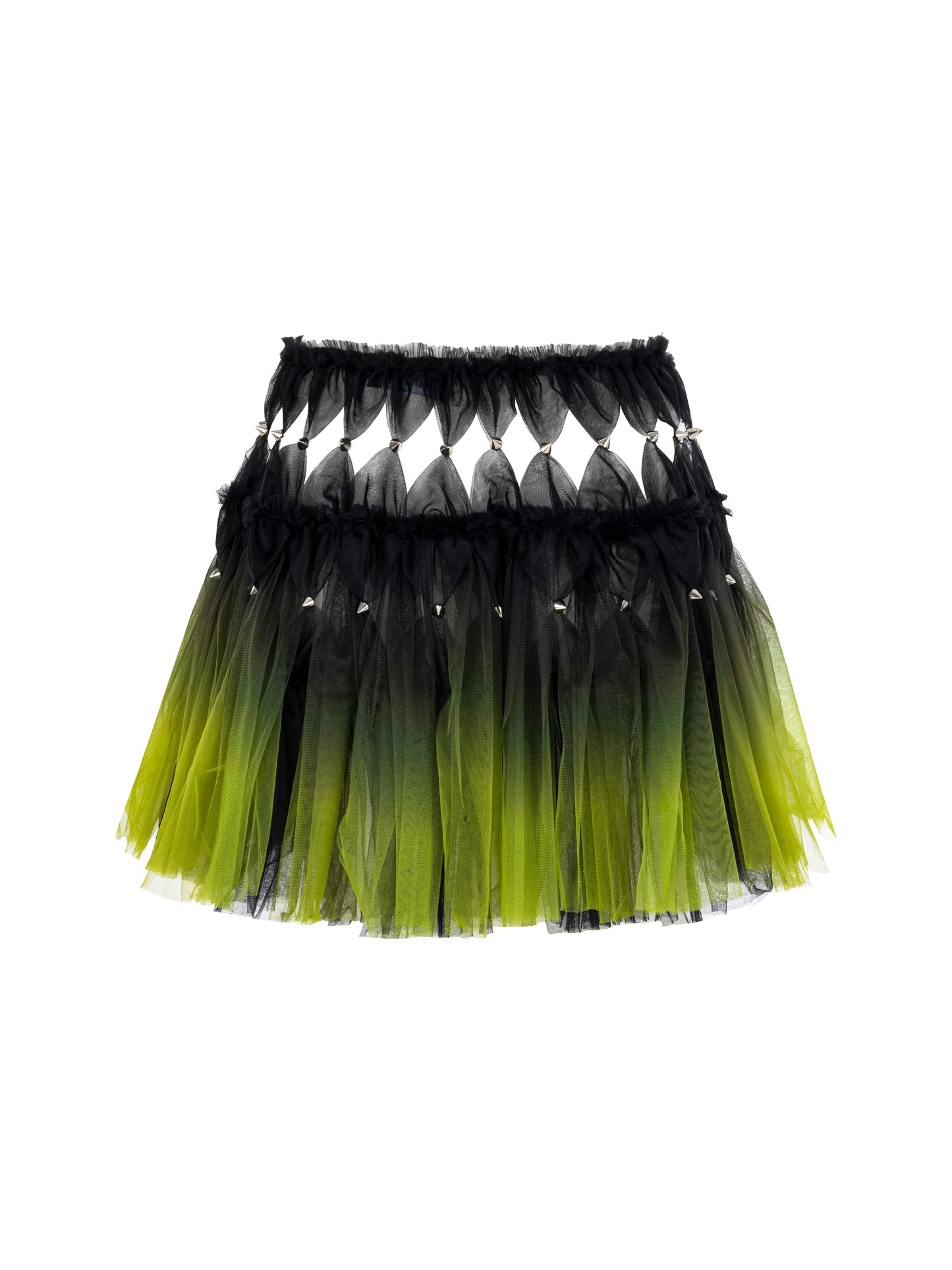GRADIENT TULLE SKIRT WITH SPIKE EMBELLISHMENTS