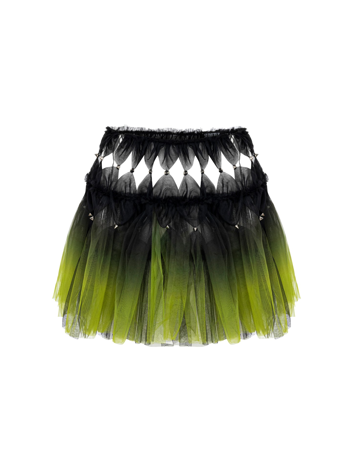 GRADIENT TULLE SKIRT WITH SPIKE EMBELLISHMENTS