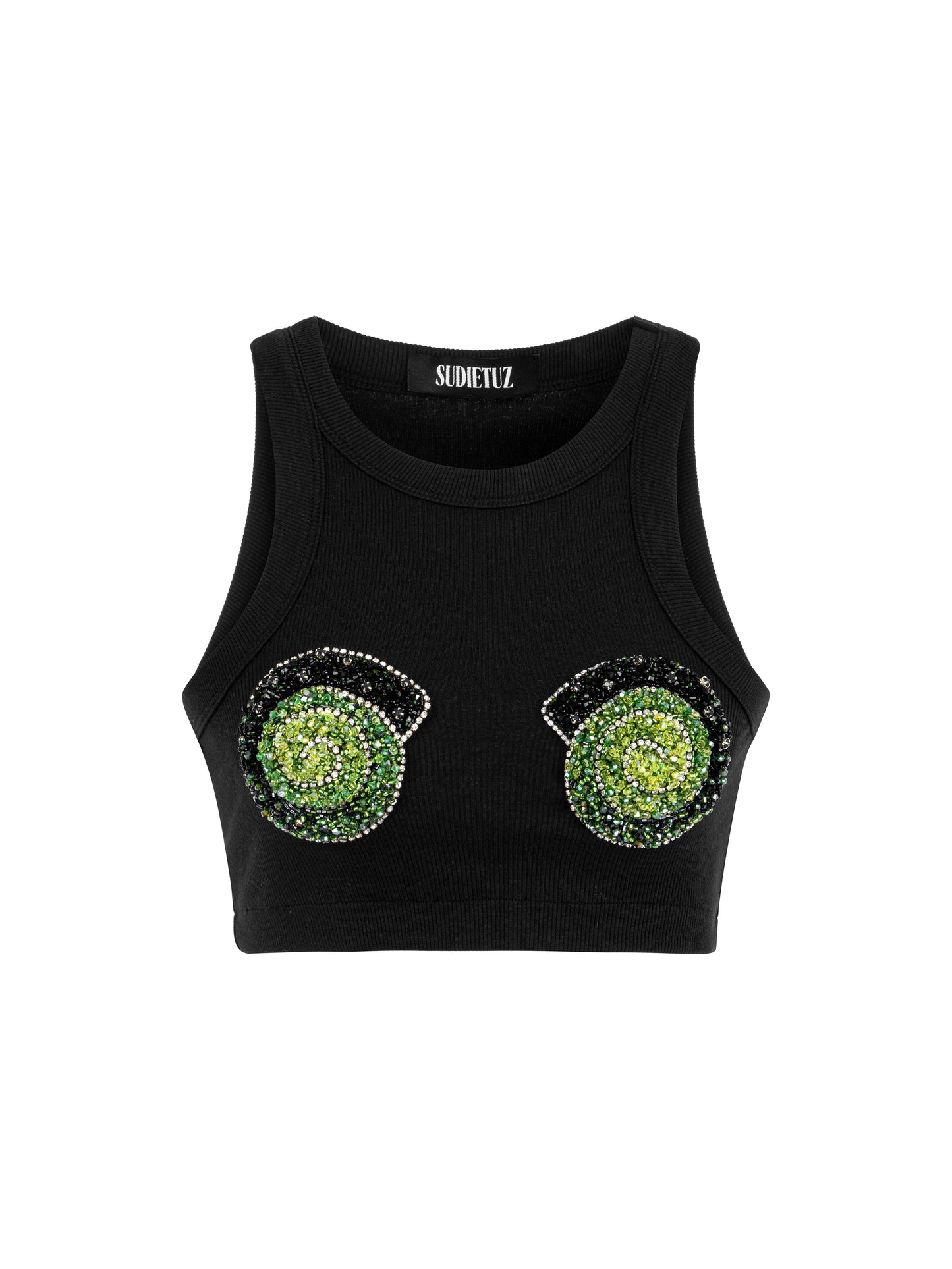 CROP TOP WITH BEADWORK EMBELLISHMENT SPIRALS
