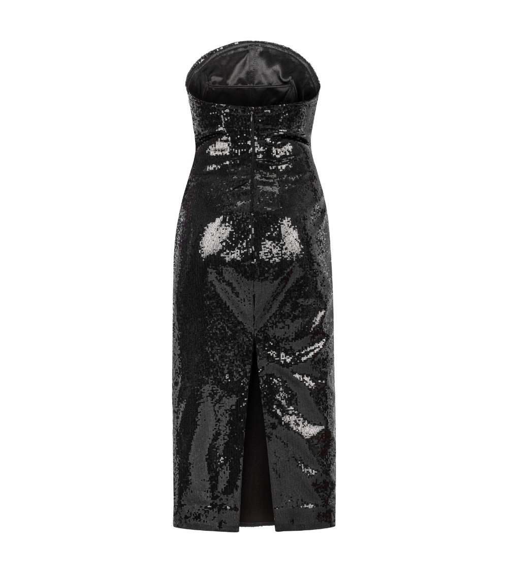 SEQUINED MIDI BLACK DRESS