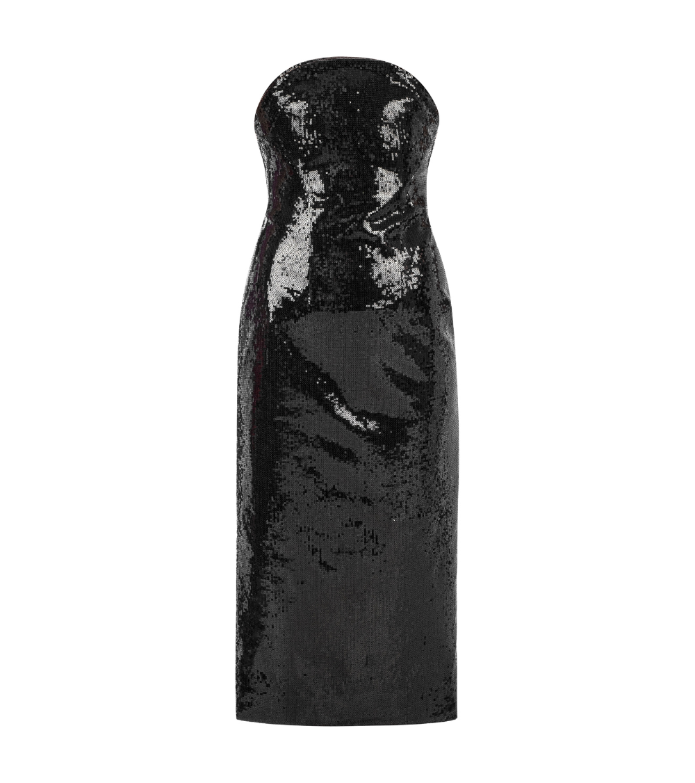 SEQUINED MIDI BLACK DRESS