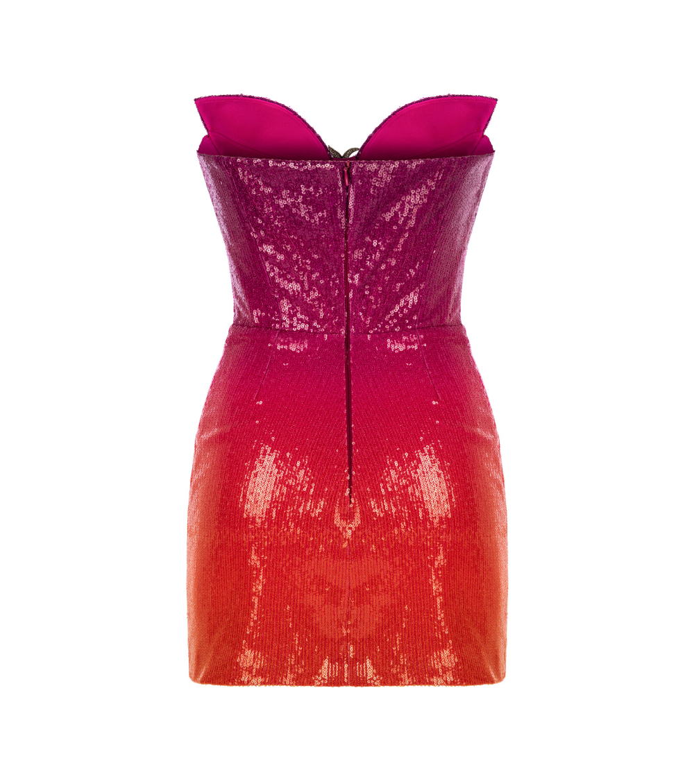 STAR CORSET DRESS IN FUCHSIA/ORANGE GRADIENT