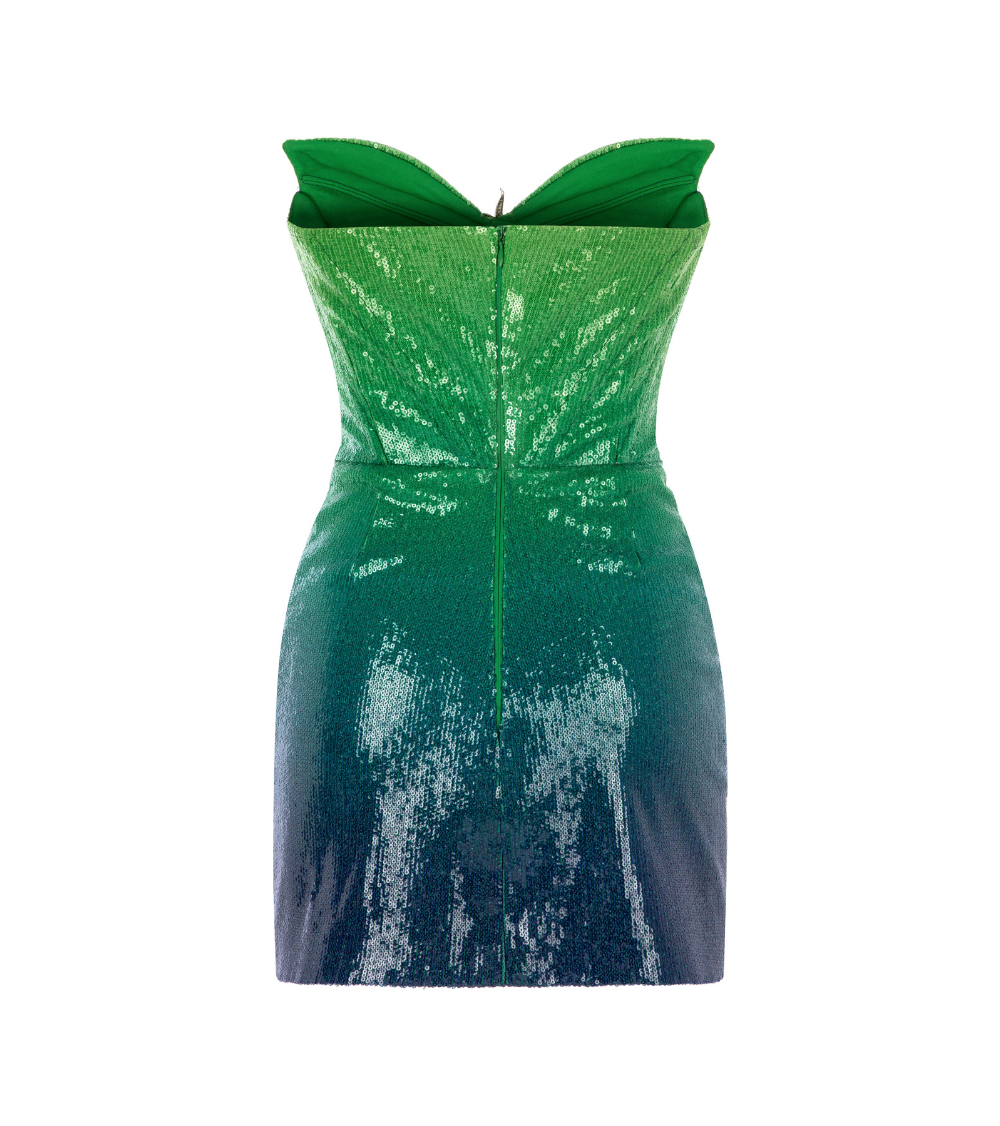 STAR CORSET DRESS IN GREEN/BLUE GRADIENT