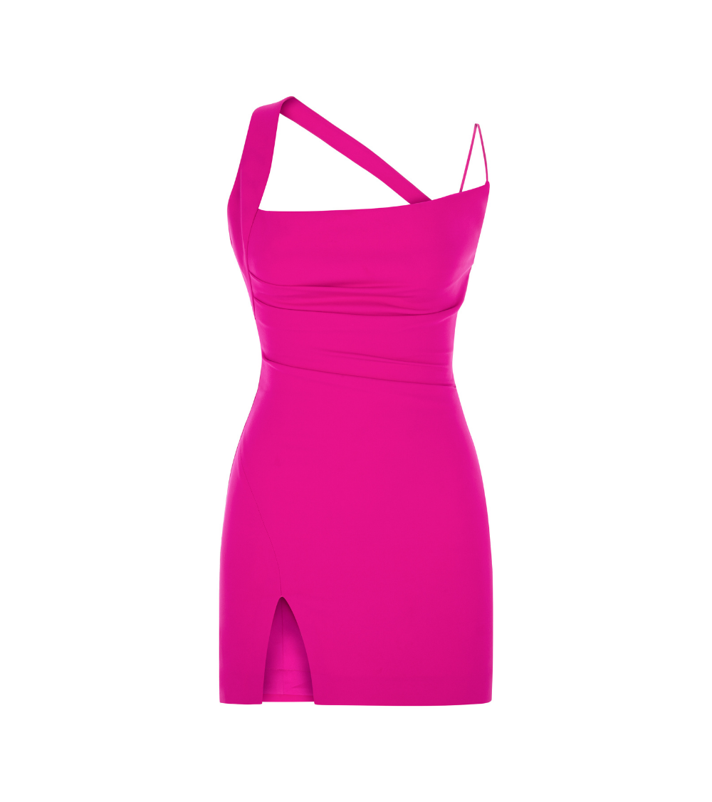 SCULPT CREPE DRESS IN FUCHSIA