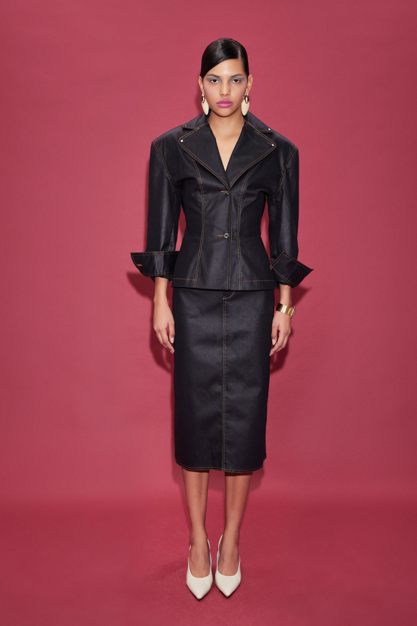 RAW DENIM JACKET WITH SHOULDERPADS