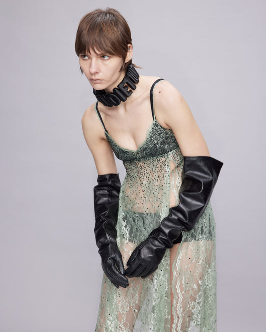 LACE TOP WITH RHINESTONE DETAILS