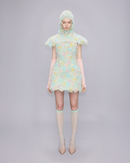 COLORFUL TULLE PATCH MINI DRESS