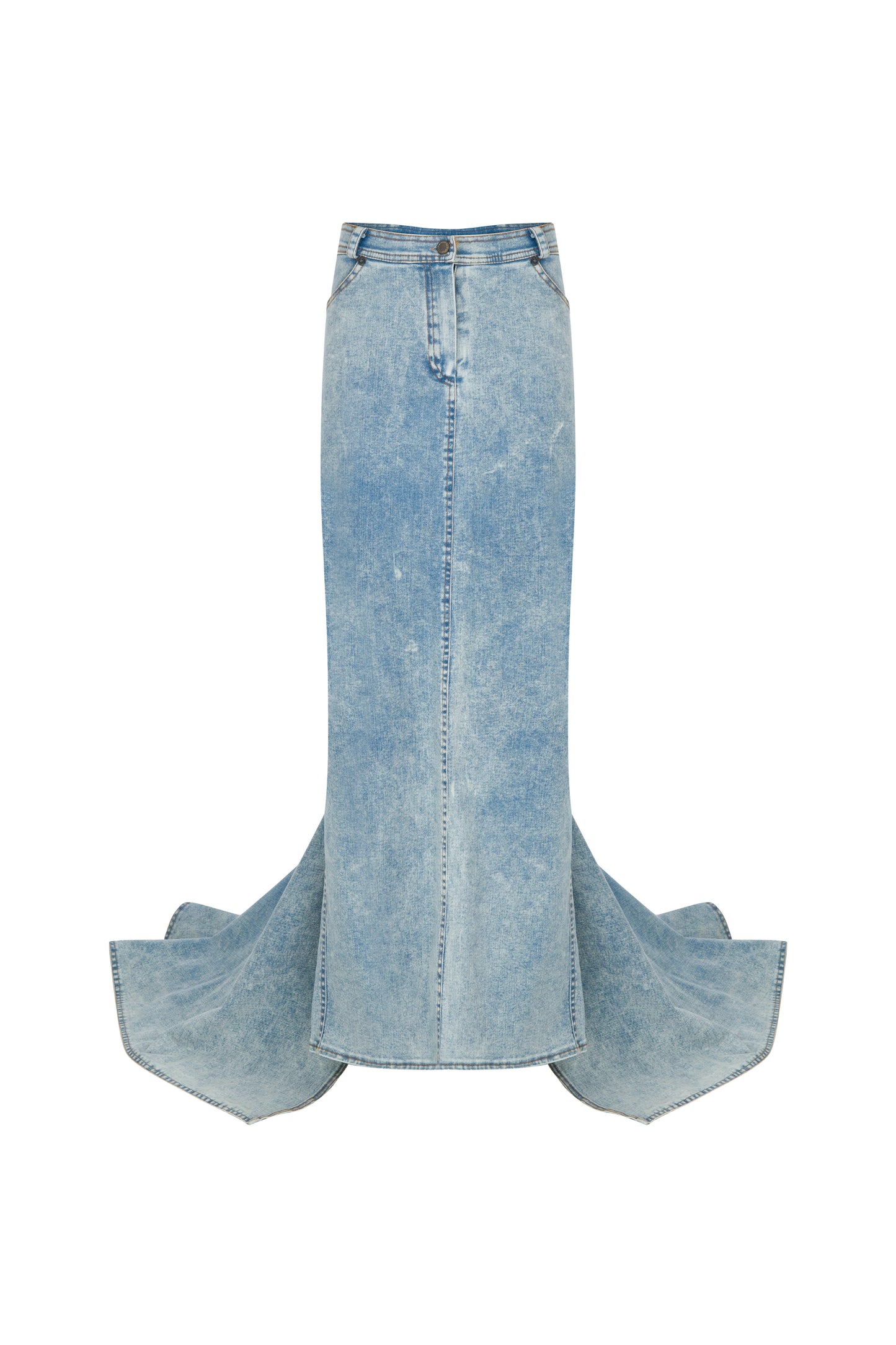 DENIM SKIRT WITH BACK TRAIN