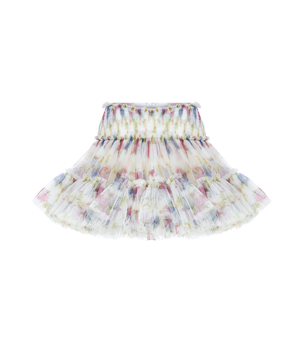 PRINTED TULLE MINI SKIRT