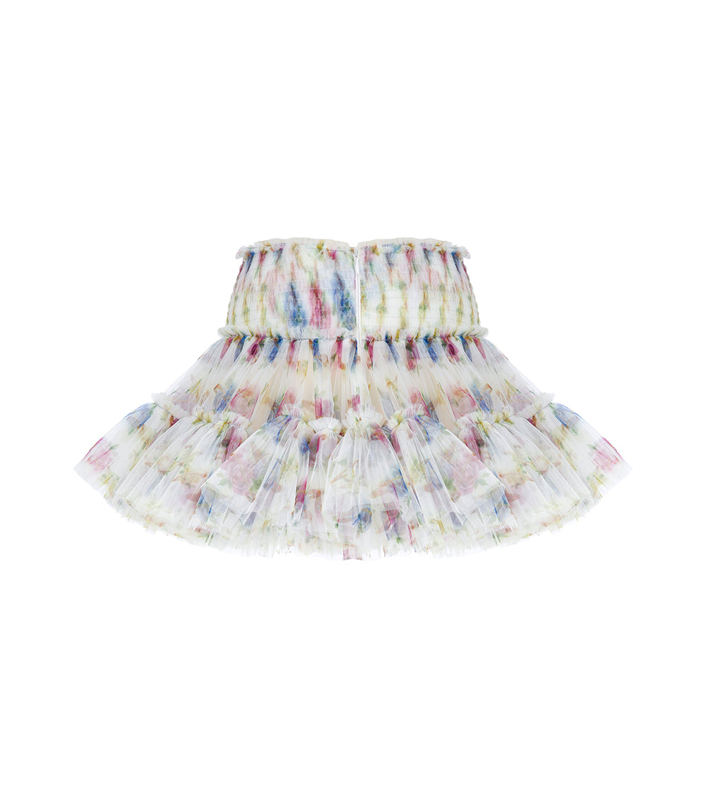 PRINTED TULLE MINI SKIRT