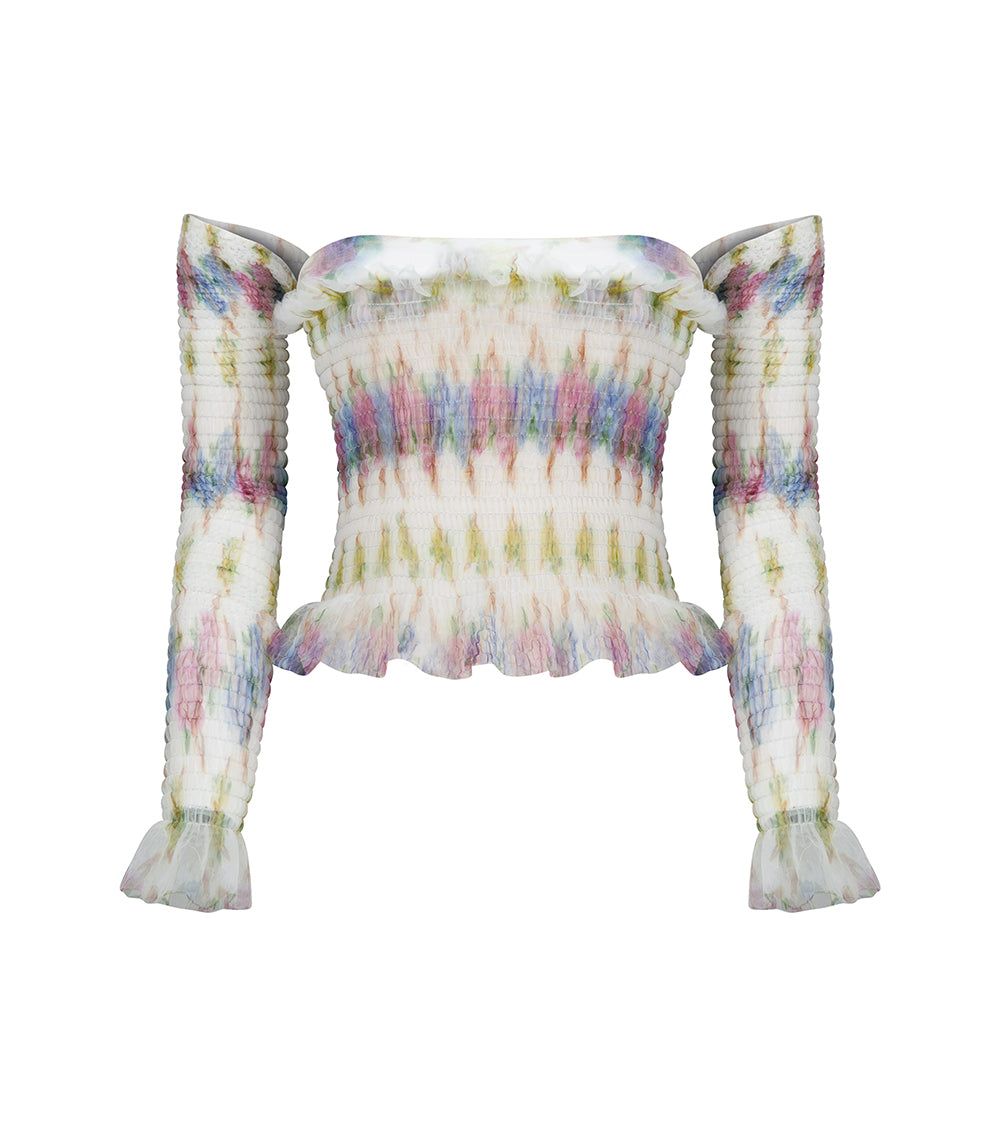 TULLE TOP WITH FLORAL PRINT