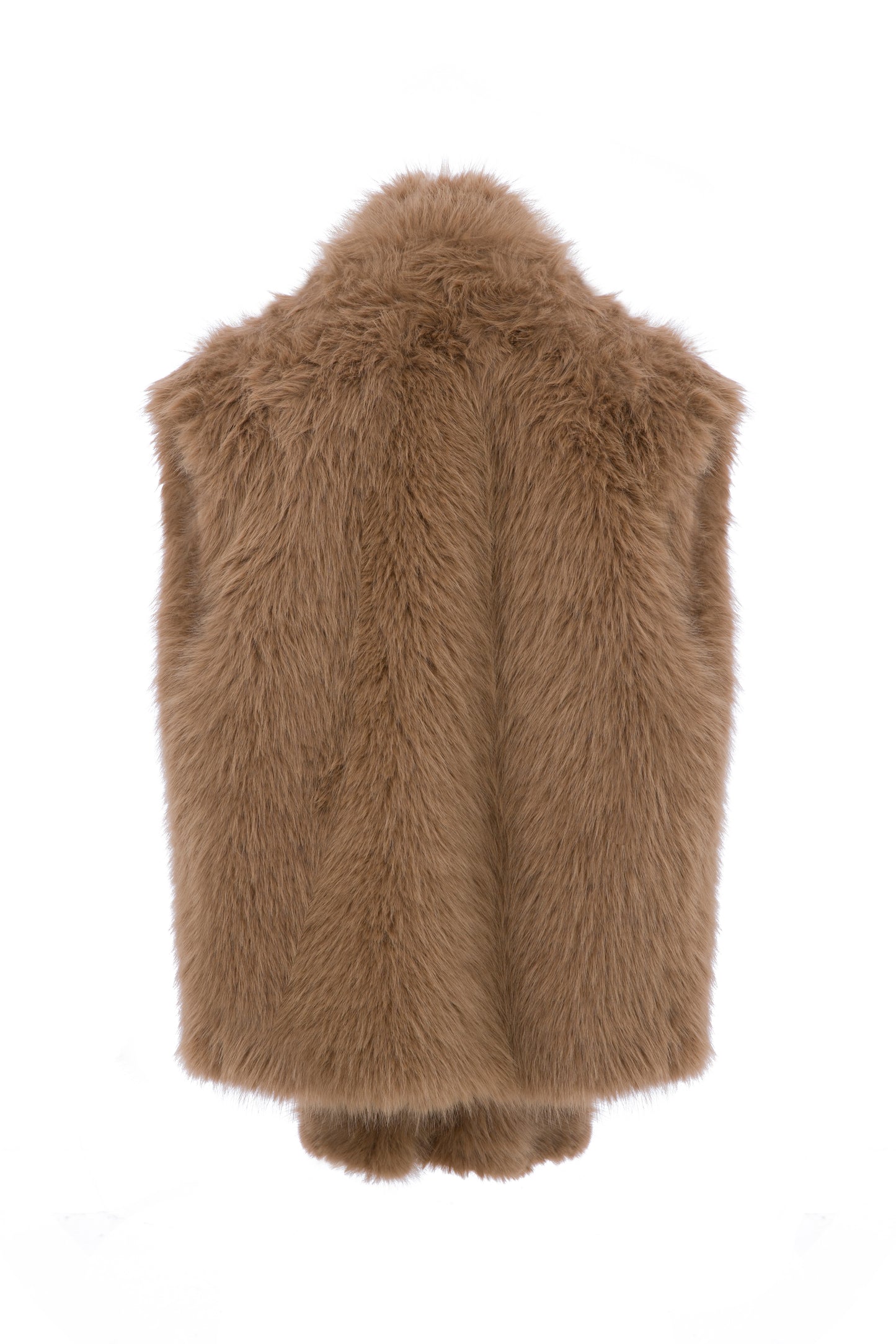 FAUX FUR VEST WITH ATTACHED SCARF
