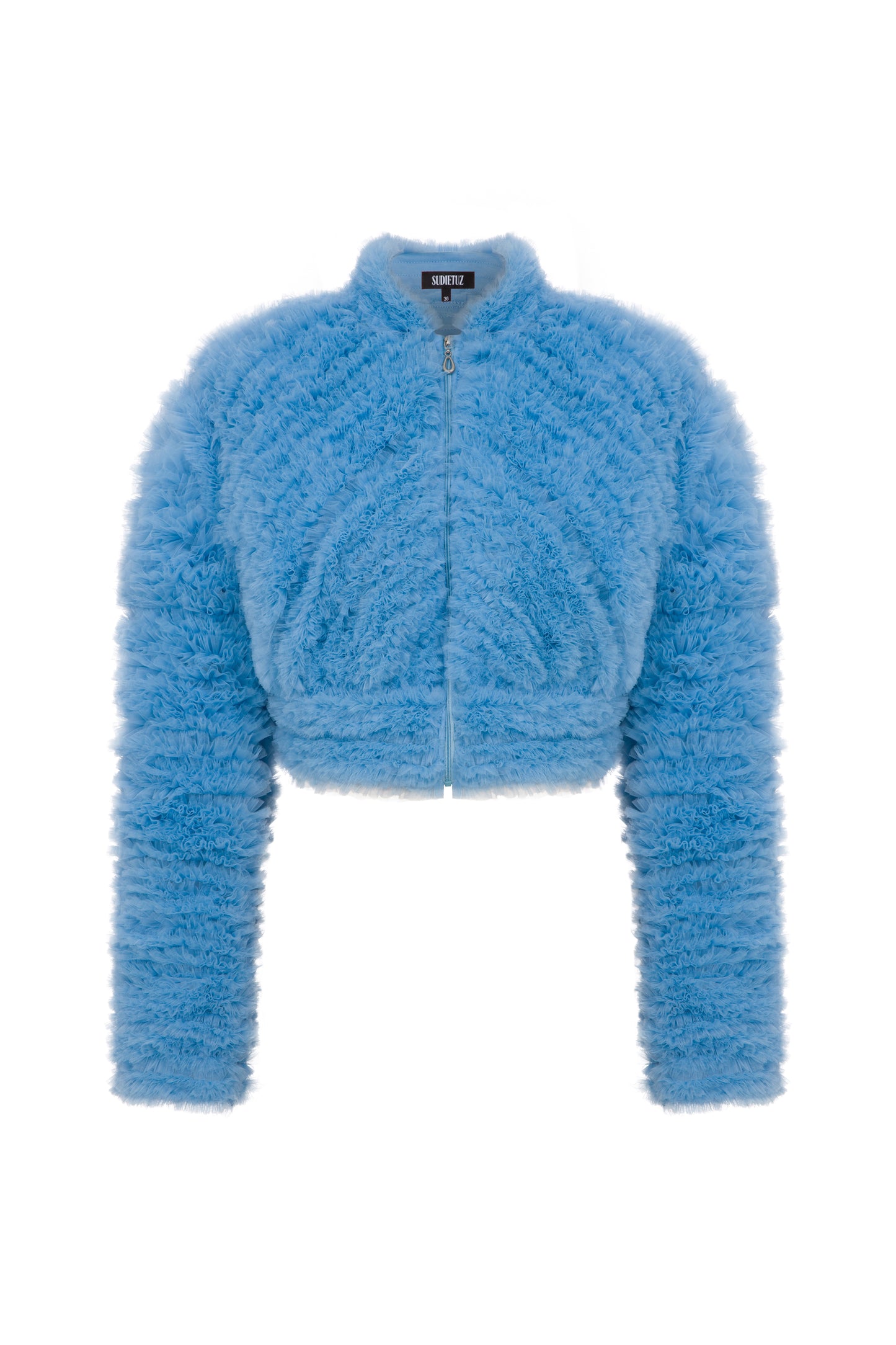 RUFFLED TULLE OVERSIZED BOMBER JACKET