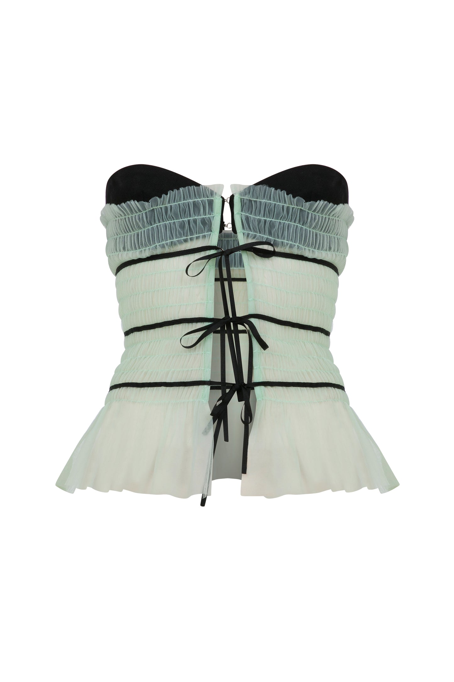 STRAPLESS TULLE TIE FRONT TOP