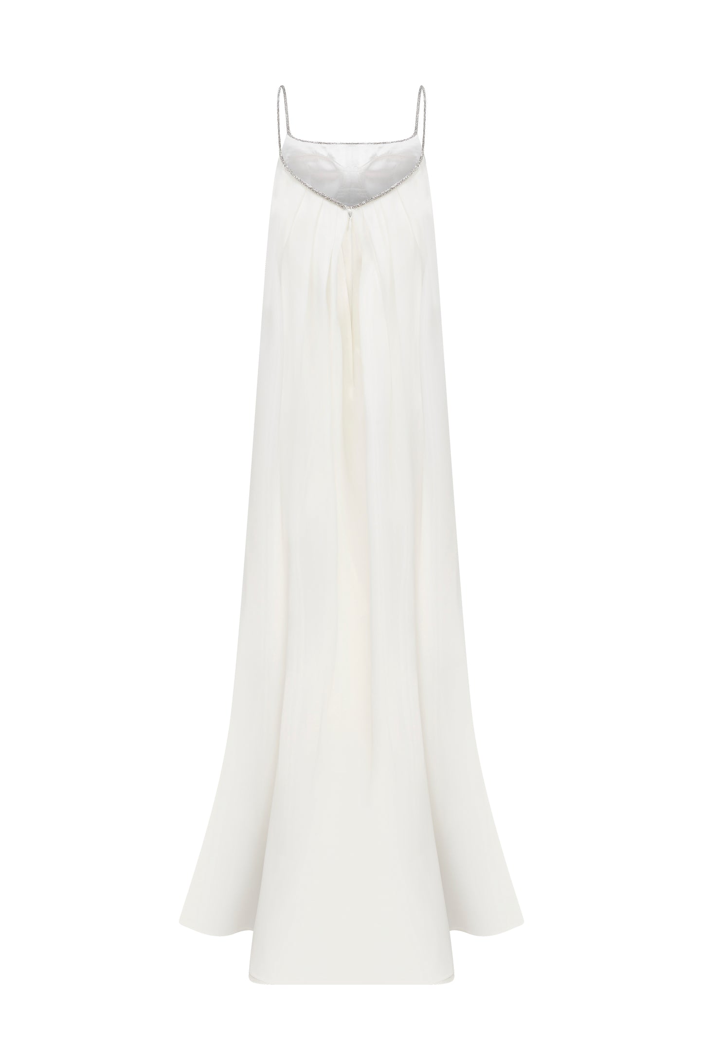 LIQUID ORGANZA SCULPTED DRESS WITH CAPE AT BACK