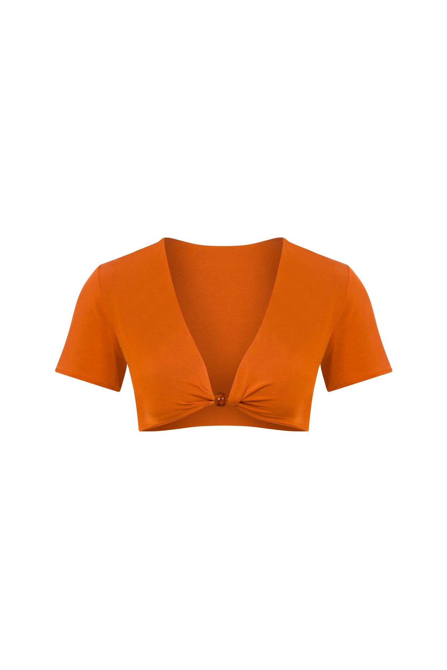 JERSEY CROP TOP WITH KNOT DETAIL IN CINNAMON BROWN