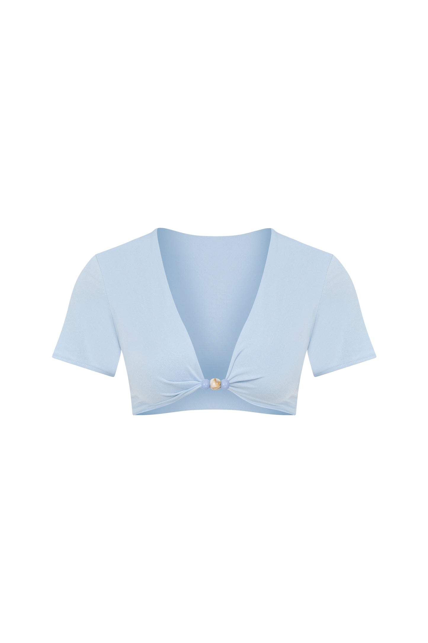 JERSEY CROP TOP WITH STONE DETAIL IN SKY BLUE