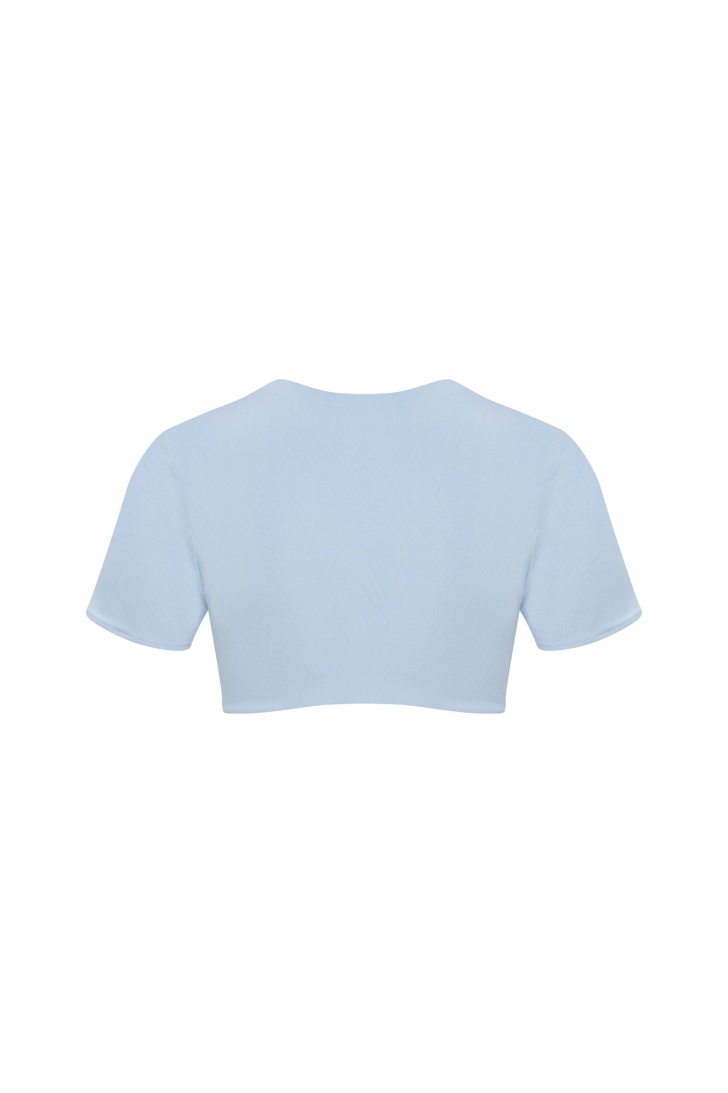 JERSEY CROP TOP WITH STONE DETAIL IN SKY BLUE
