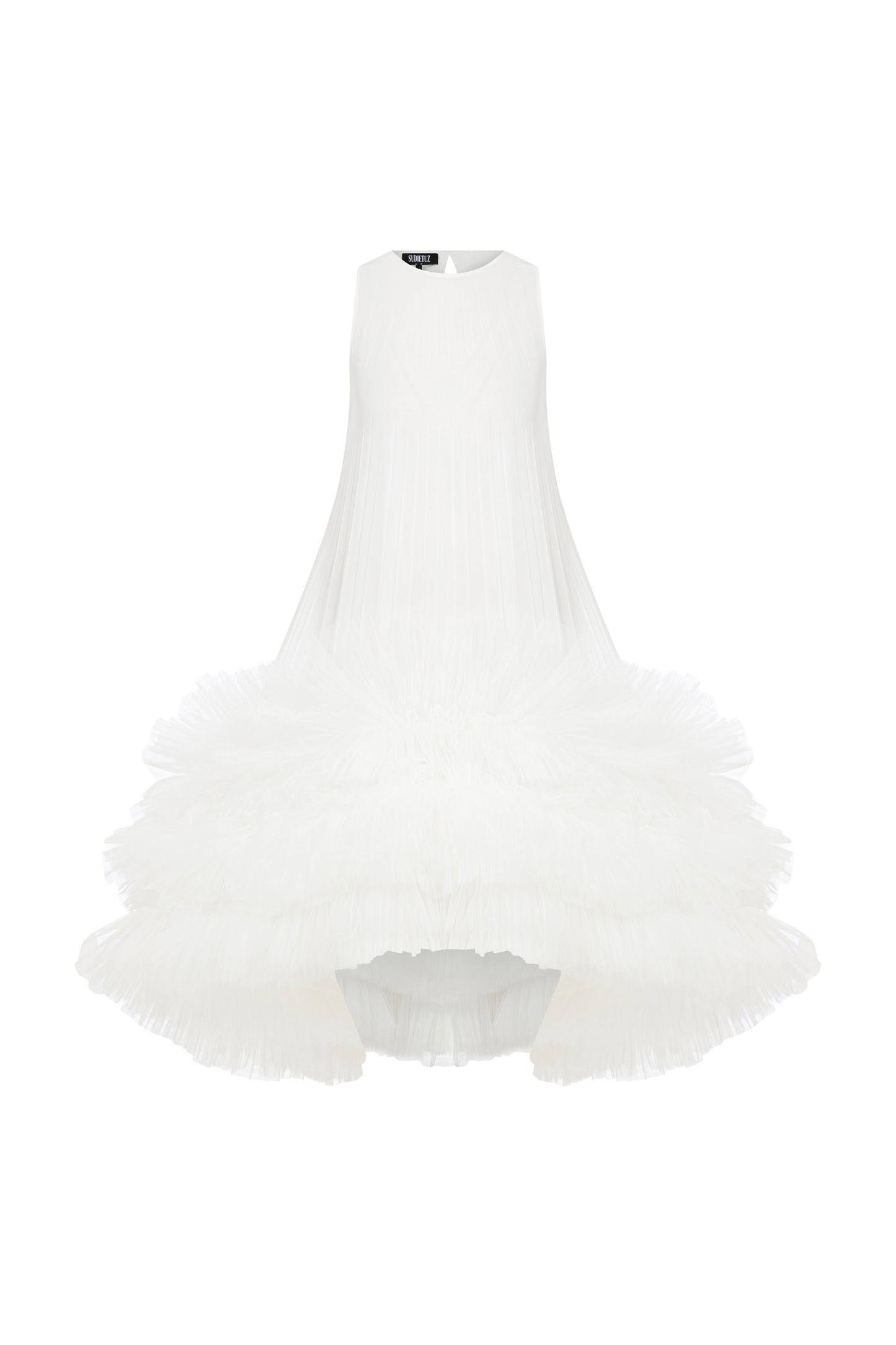 CHIFFON TULLE DRESS IN WHITE