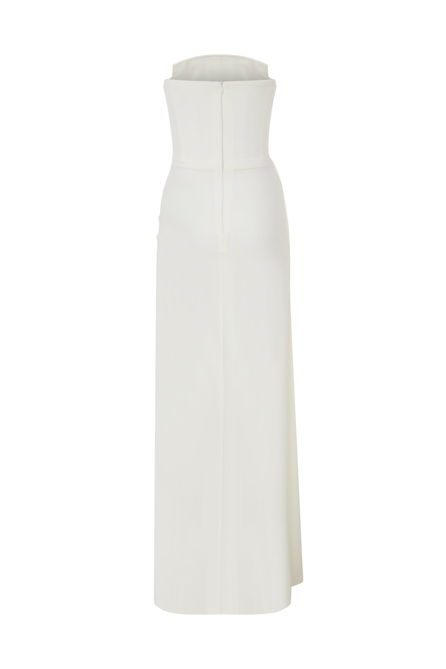 STRAPLESS CREPE DRESS WITH DEEP SLIT