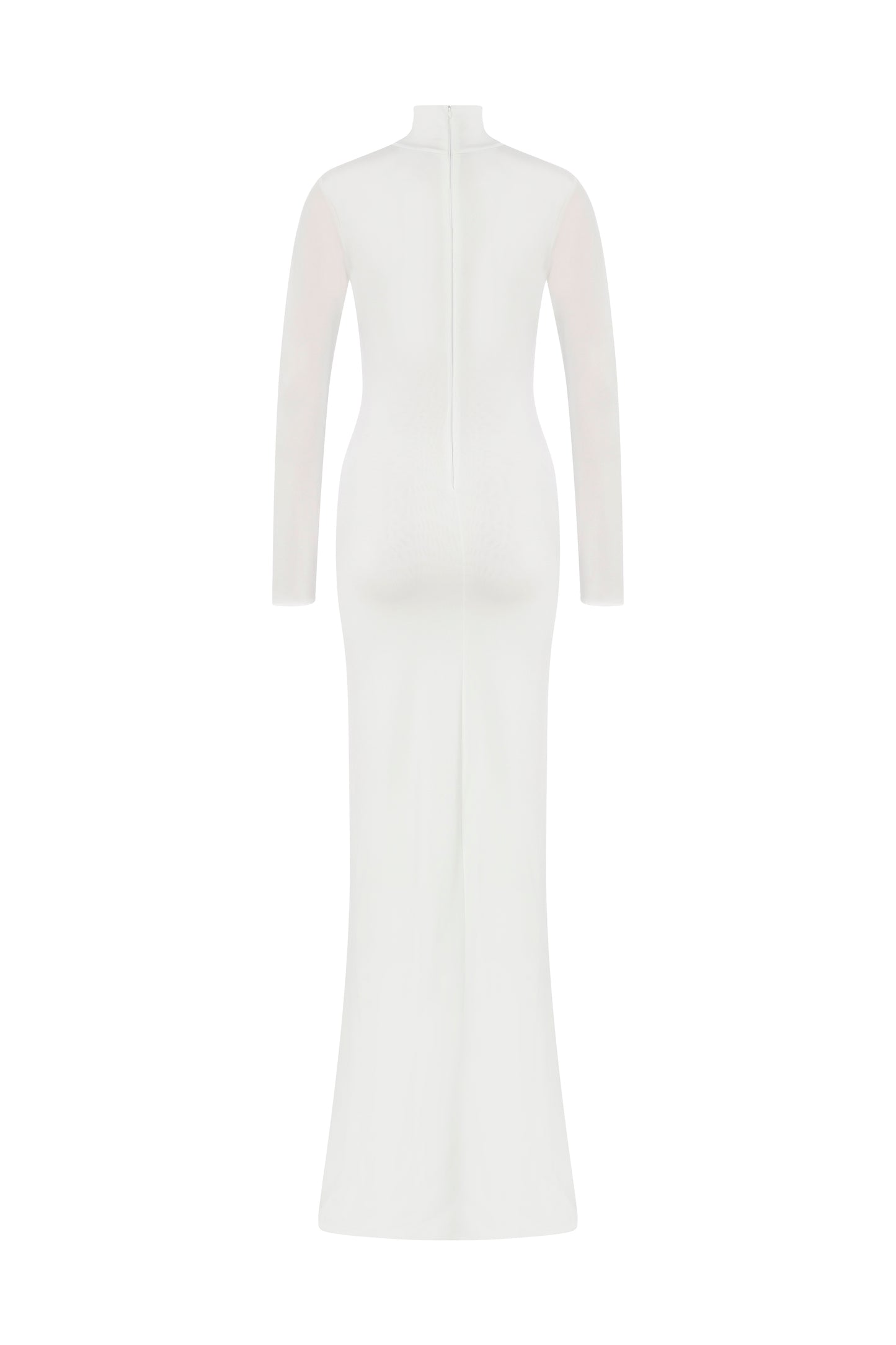 JERSEY MAXI DRESS WITH STONE ACCESSORIES IN WHITE