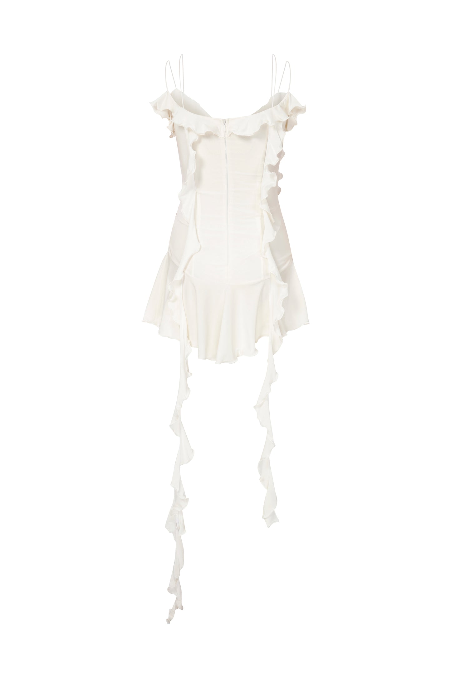 JERSEY DRESS WITH RUFFLES IN WHITE