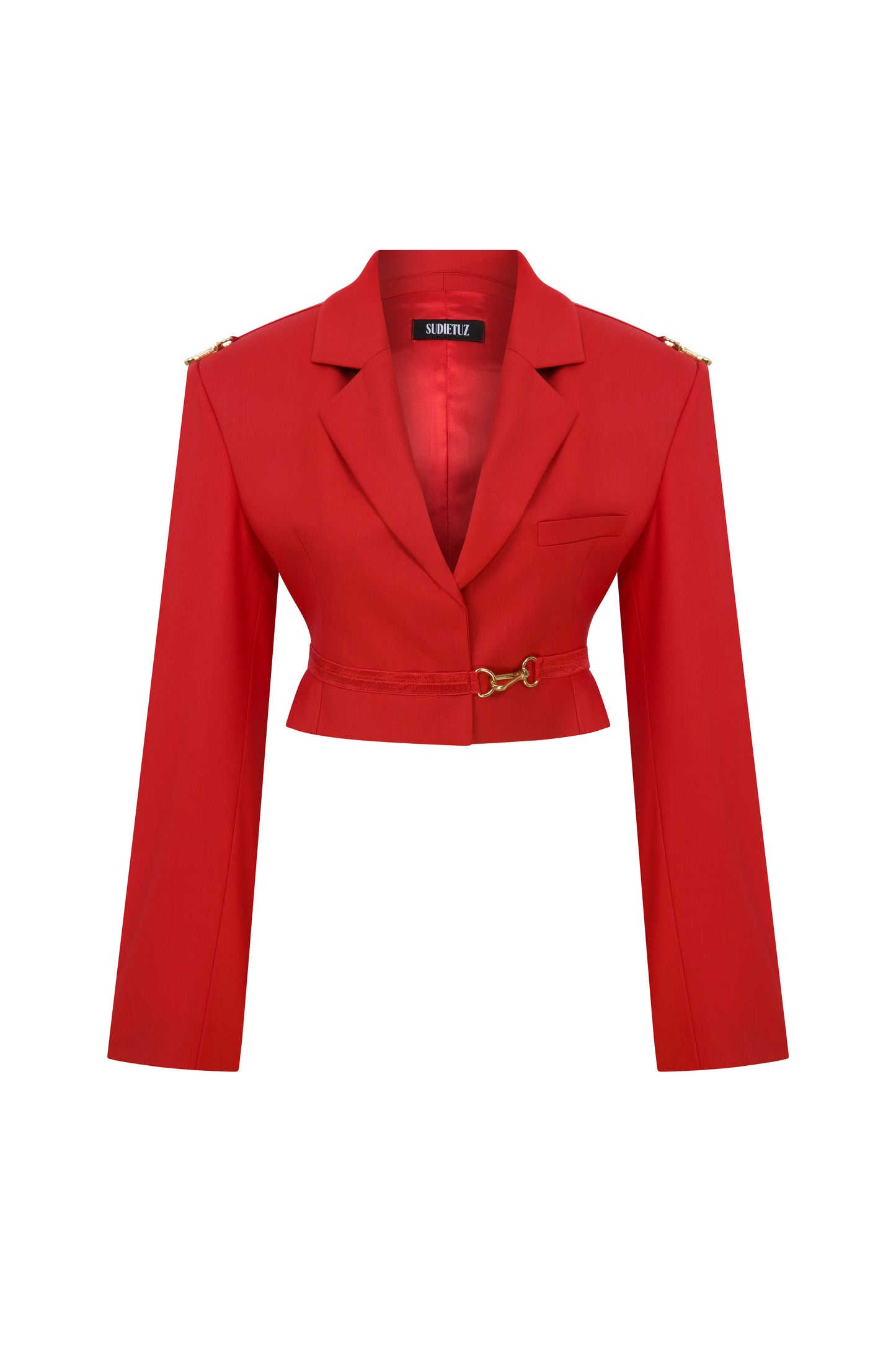 CROPPED JACKET WITH REMOVABLE FAUX FUR SLEEVES