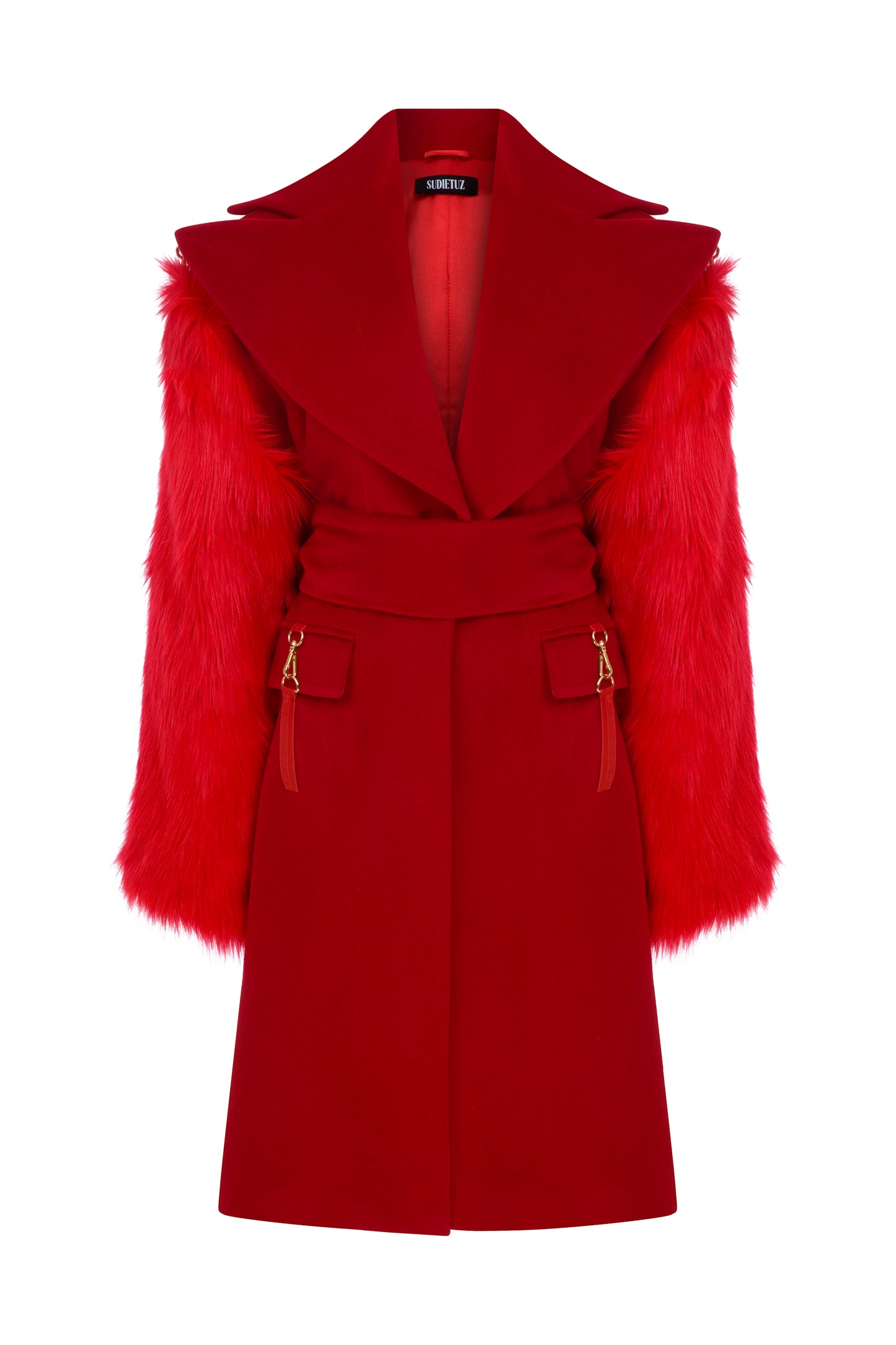 OVERSIZED COAT WITH REMOVABLE FAUX FUR SLEEVES