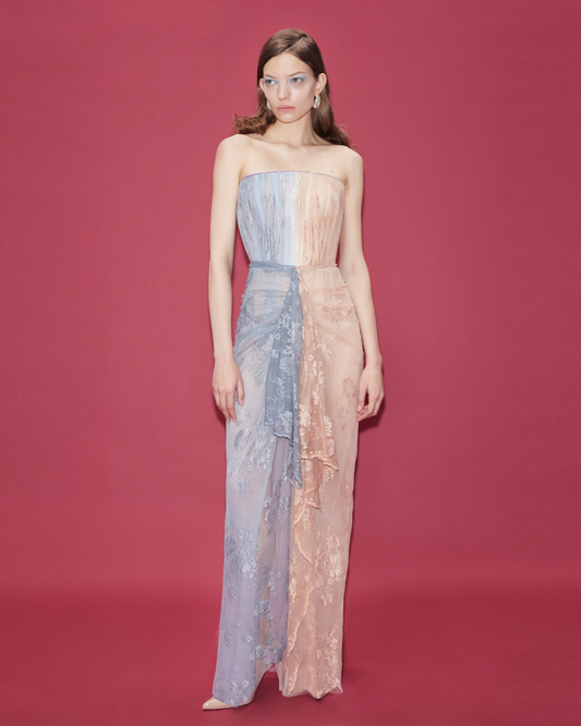 COLORBLOCK LACE MAXI DRESS