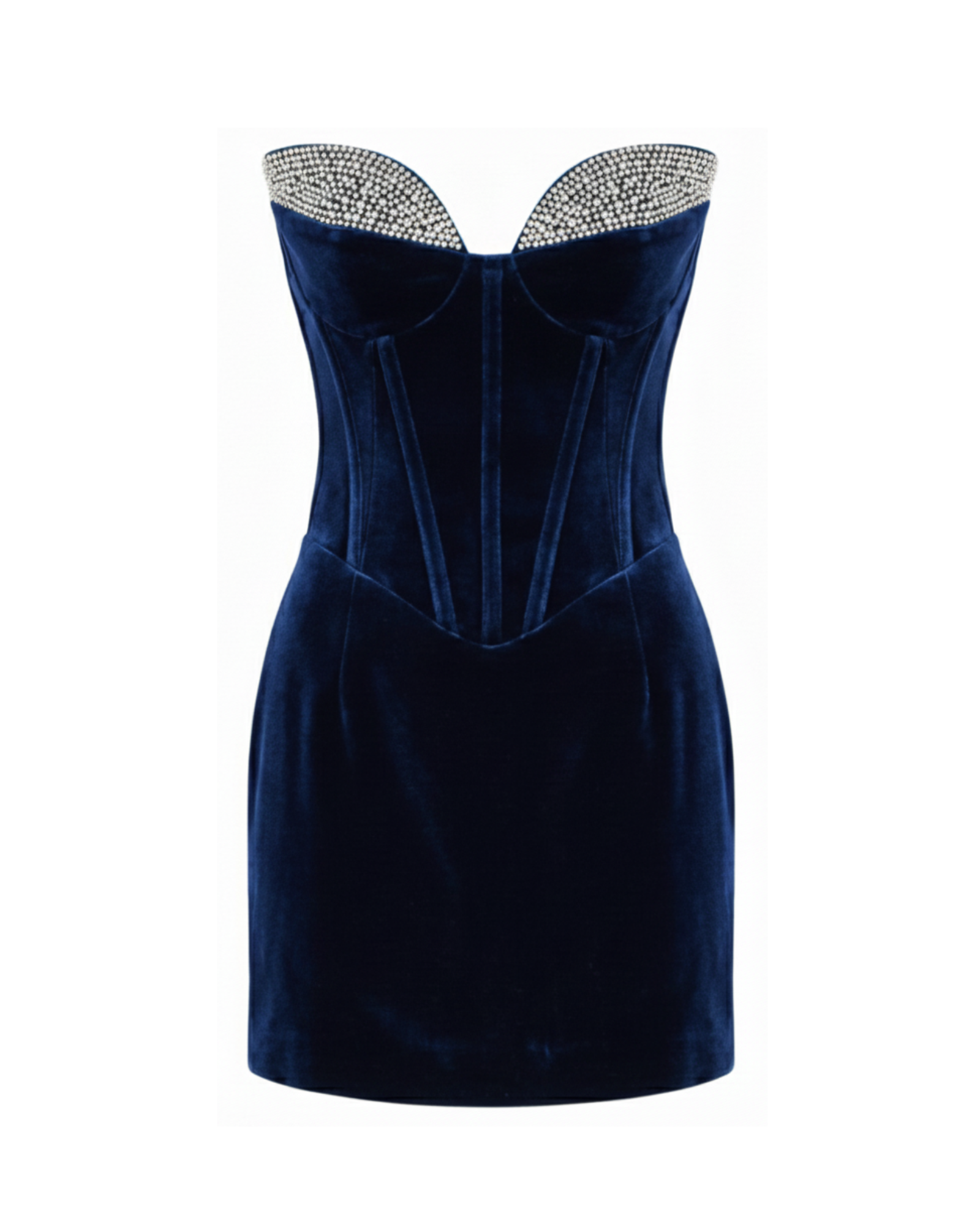 velvet corset mini dress Satin and velvet corset mini dress with voluminous skirt Color: Black/Light Blue RASARIO Online Boutique 44 (FR) / Black/Light Blue