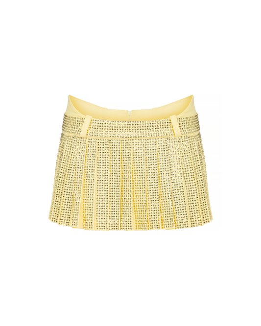 RHINESTONED MINI PLEATED SKIRT