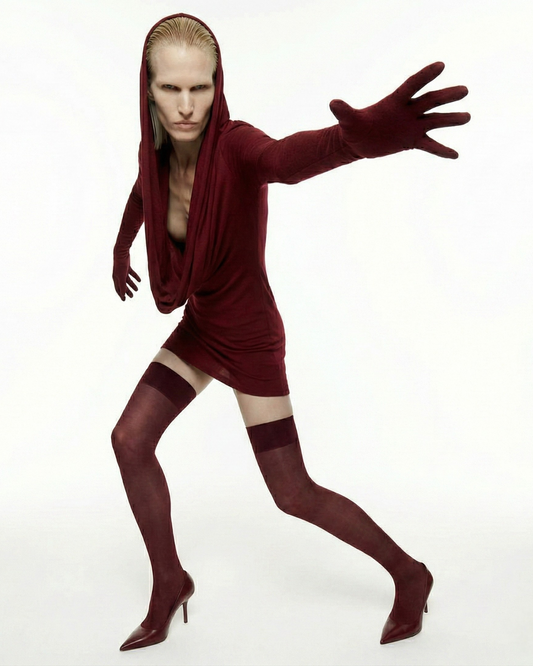 HOODED JERSEY DRESS WITH OPEN BACK